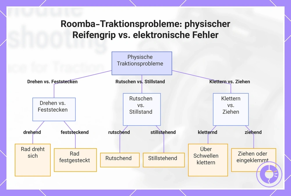 Roomba-Traktionsprobleme: Rutschen, Blockieren und eingeschränkte Mobilität unterscheiden