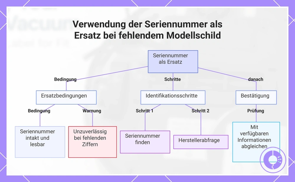 Ablauf zur Nutzung einer Roomba-Seriennummer als Identifikationshilfe bei fehlender Modellkennzeichnung