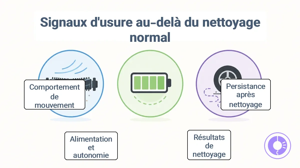 Signaux généraux indiquant qu’une pièce Roomba peut nécessiter un remplacement