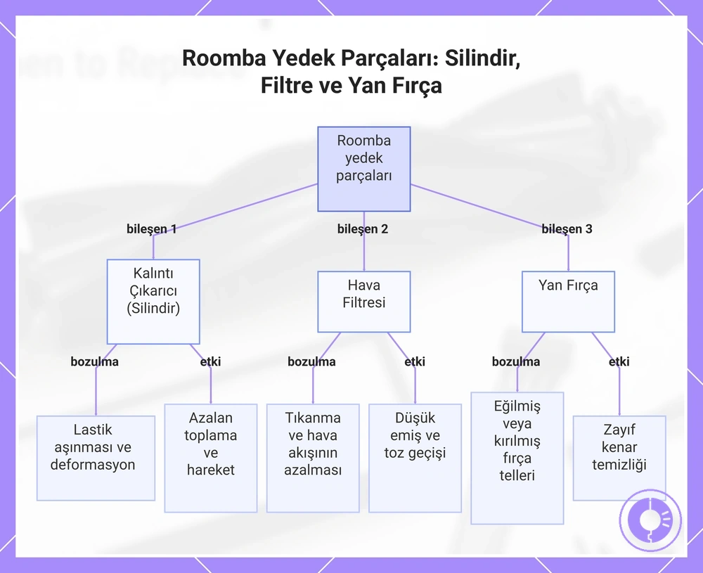 Roomba yedek parçaları: rulo, filtre ve yan fırça